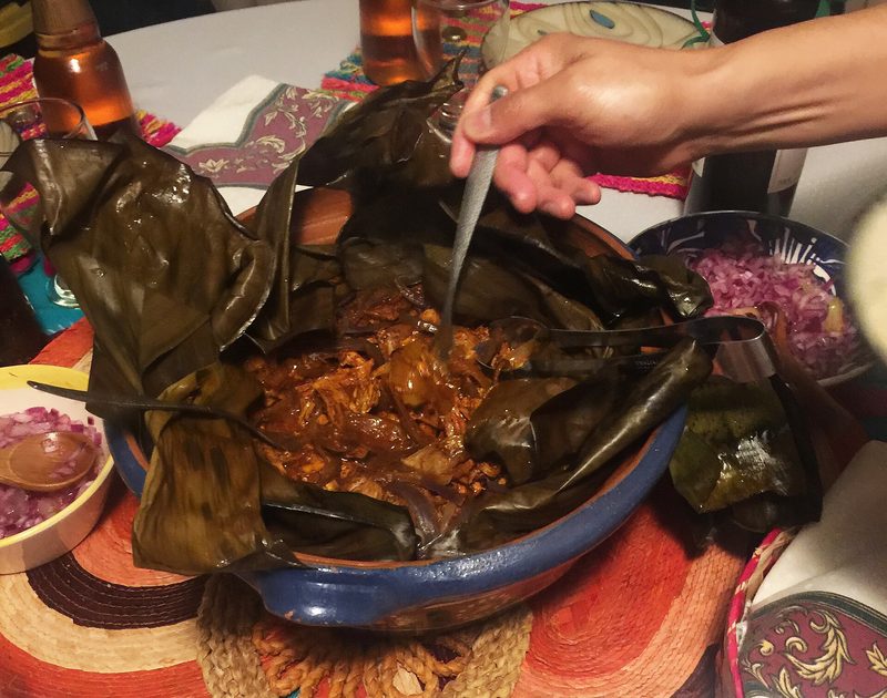 Cochinita pibil in banana leaf